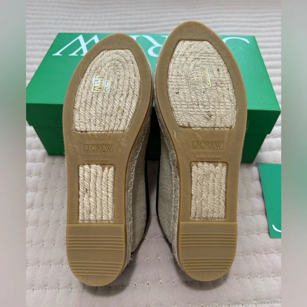 J. Crew Made-in-Spain loafer espadrilles in linen blend and leather style# CA013 - Picture 9 of 12